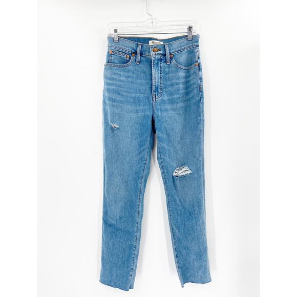 Madewell The Perfect Vintage Jean Distressed Medium Blue Wash Stretch Denim 26 - Picture 2 of 7